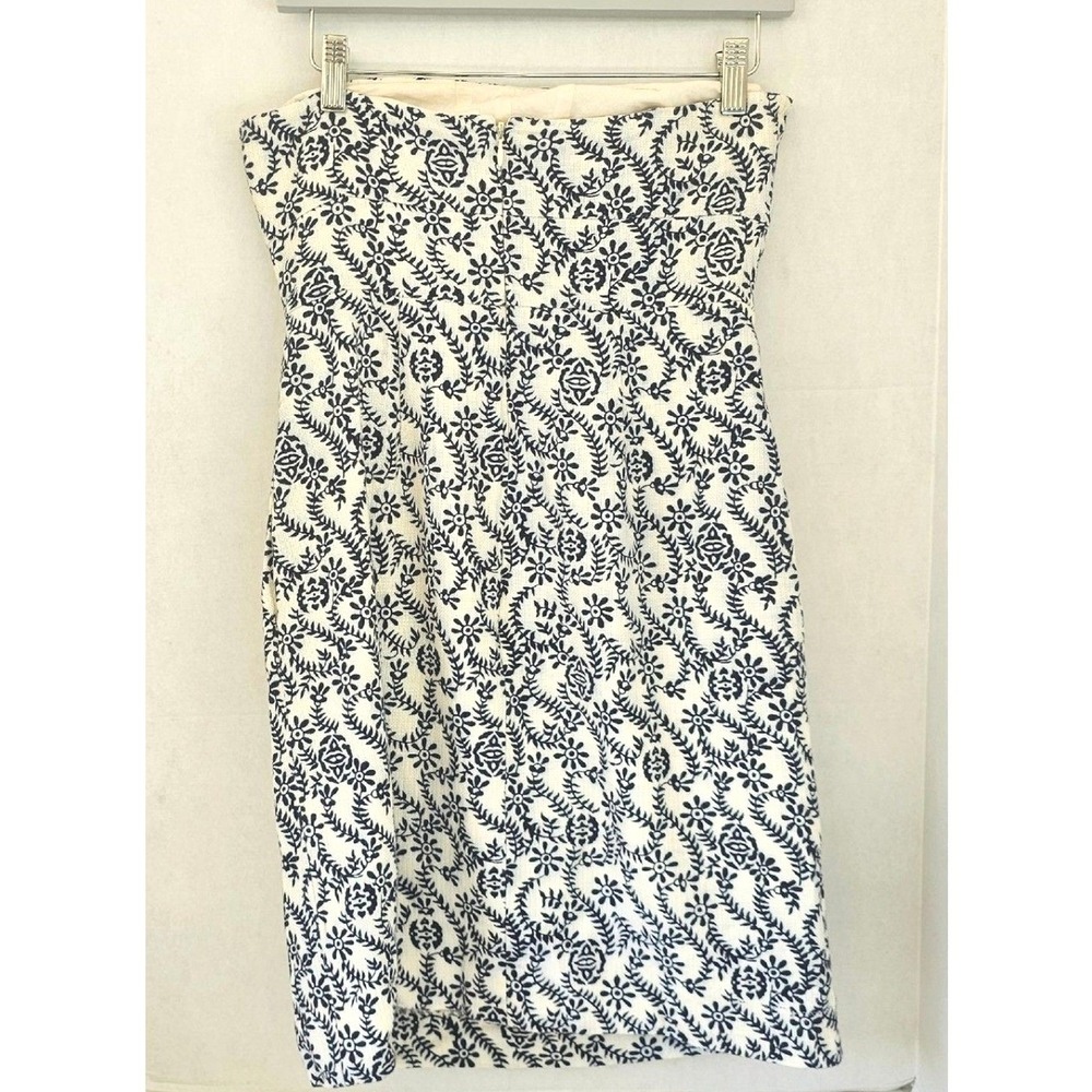 J. CREW Strapless Sheath Dress Sz 4 Black White "Rambling Rose" Eco Modal Cotton - Picture 6 of 7